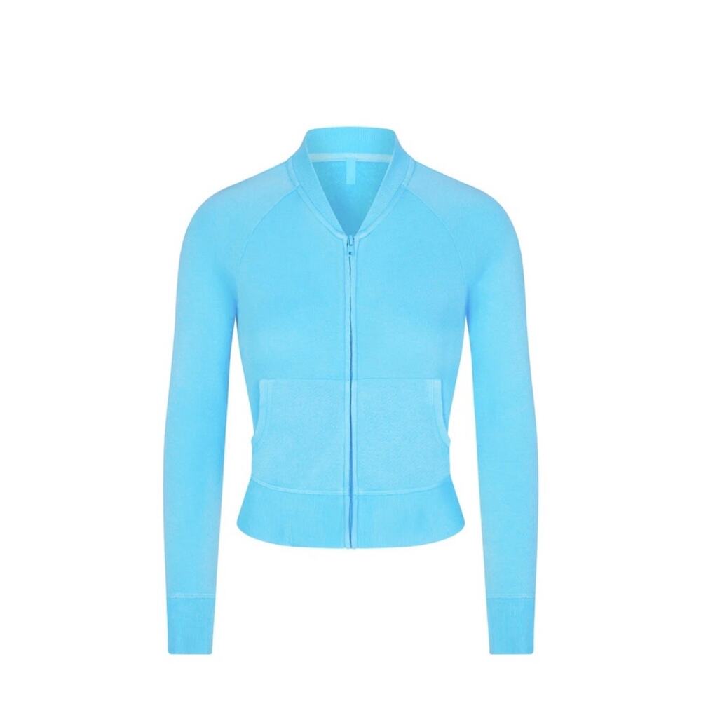 SKIMS French Terry Modal Zip Up light weight sweatshirt Cyan XS (New) - Picture 3 of 8